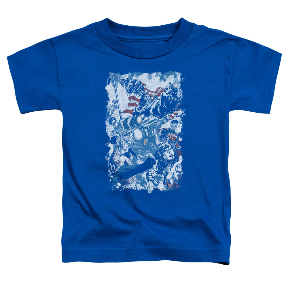 Justice League American Justice Toddler Kids Youth T Shirt Royal Blue Officially Licensed