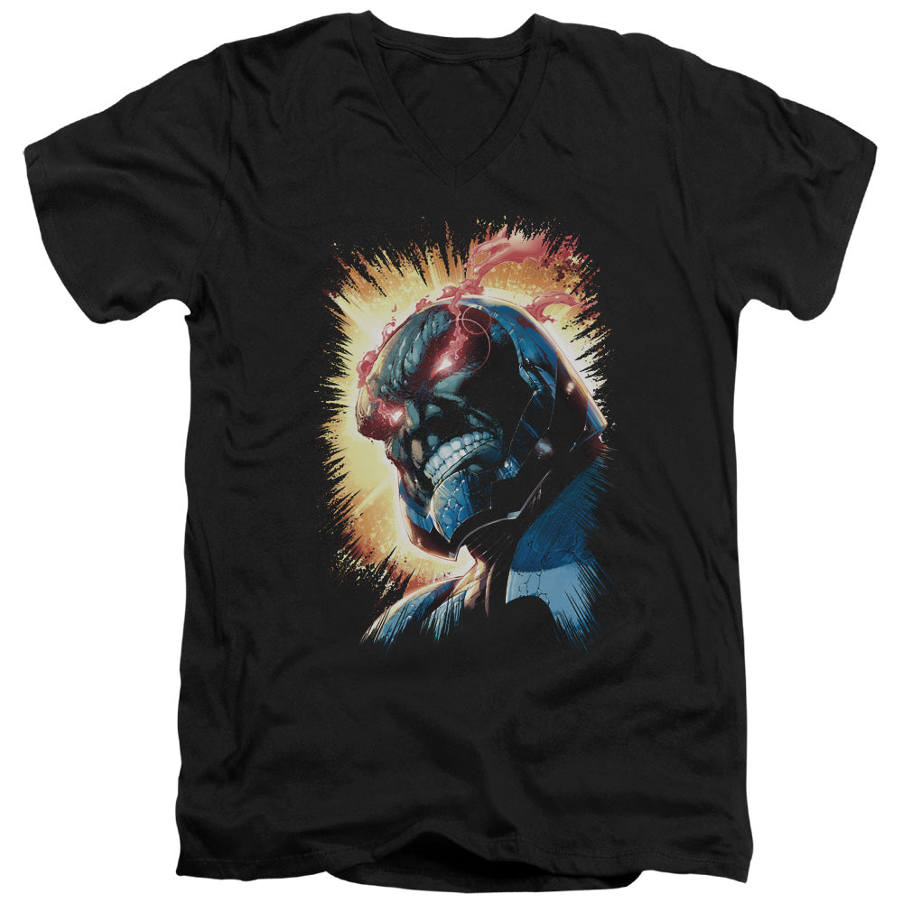 Justice League Darkseid is Mens Slim Fit V-Neck T Shirt Black Officially Licensed