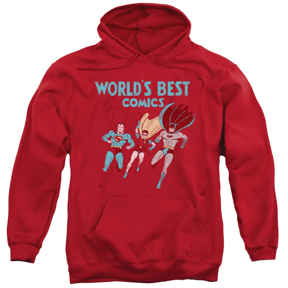Justice League Worlds Best Mens Hoodie Red Officially Licensed