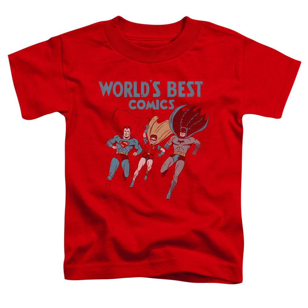 Justice League Worlds Best Toddler Kids Youth T Shirt Red Officially Licensed