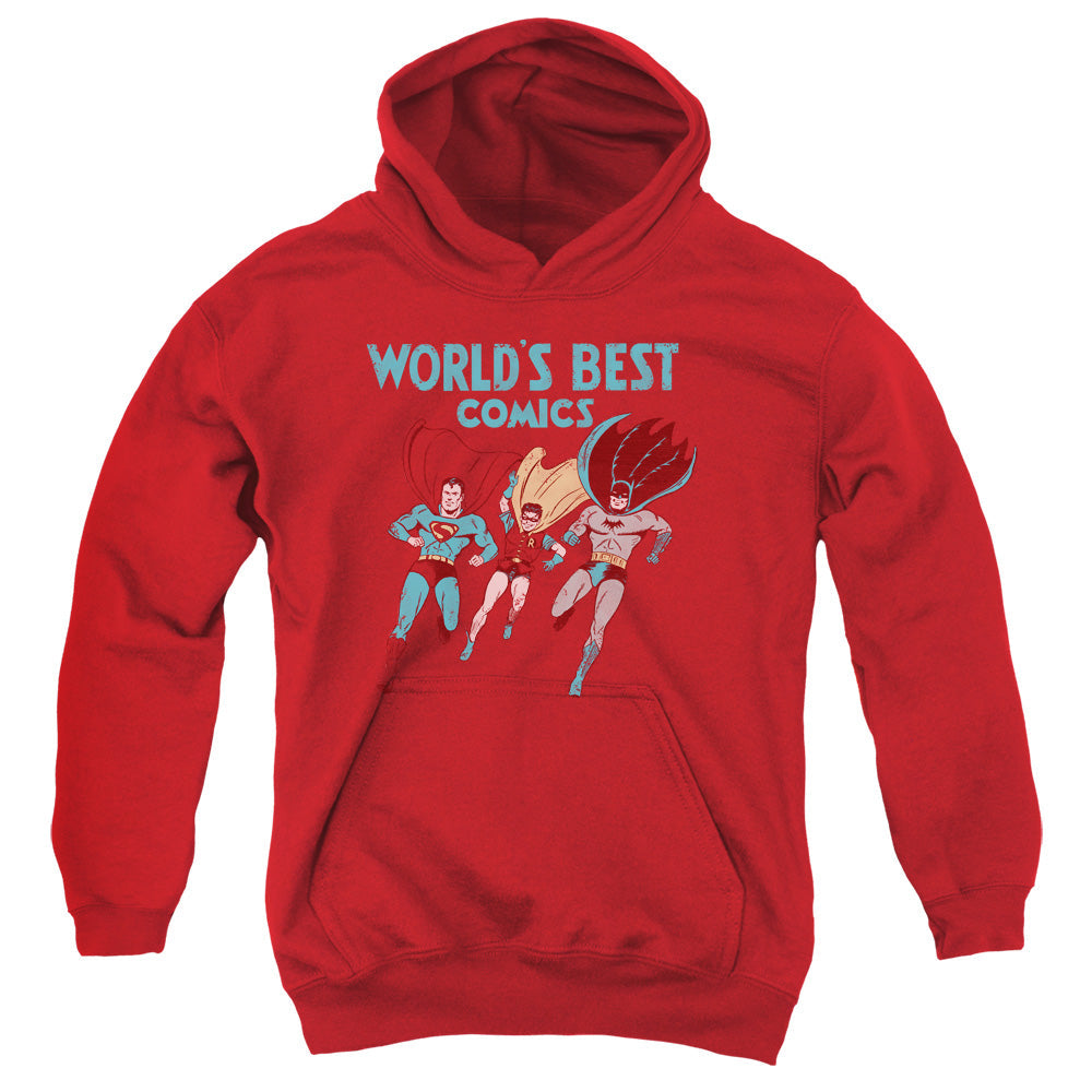 Justice League Worlds Best Kids Youth Hoodie Red Officially Licensed