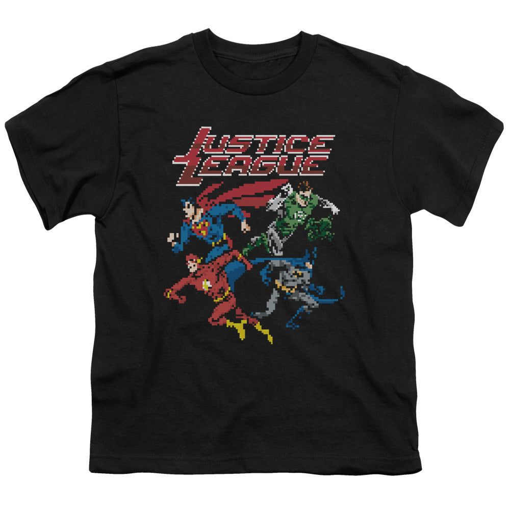 Justice League Pixel League Kids Youth T Shirt Black Officially Licensed