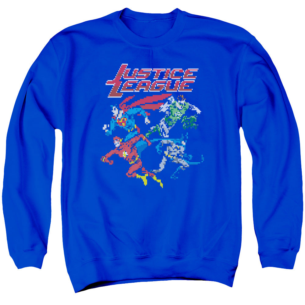 Justice League Pixel League Mens Crewneck Sweatshirt Royal Blue Officially Licensed