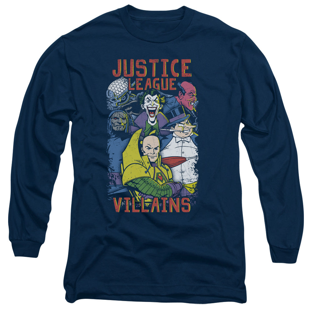 Justice League Justice for America Mens Long Sleeve Shirt Navy Blue Blue Officially Licensed