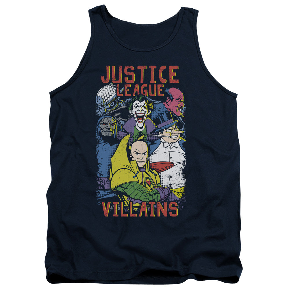 Justice League Villians Mens Tank Top Shirt Navy Blue Blue Officially Licensed