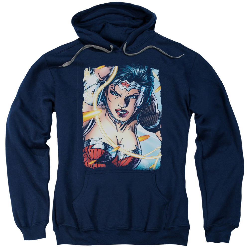 Justice League Scowl Mens Hoodie Navy Blue Blue Officially Licensed