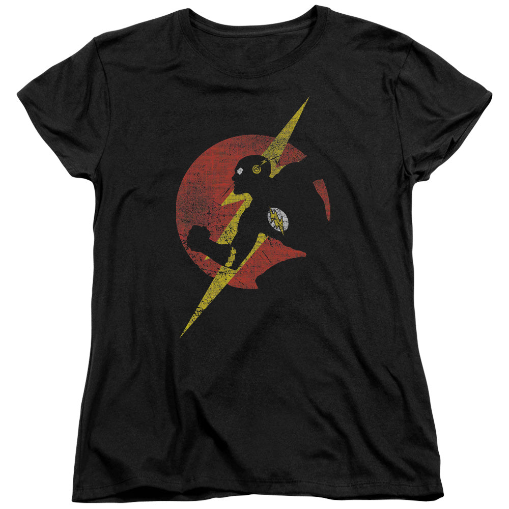 Justice League Flash Symbol Knockout Womens T Shirt Black Officially Licensed