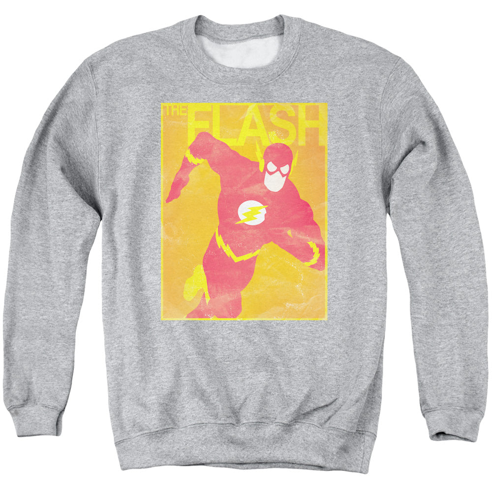 Justice League Simple Flash Poster Mens Crewneck Sweatshirt Athletic Heather Officially Licensed