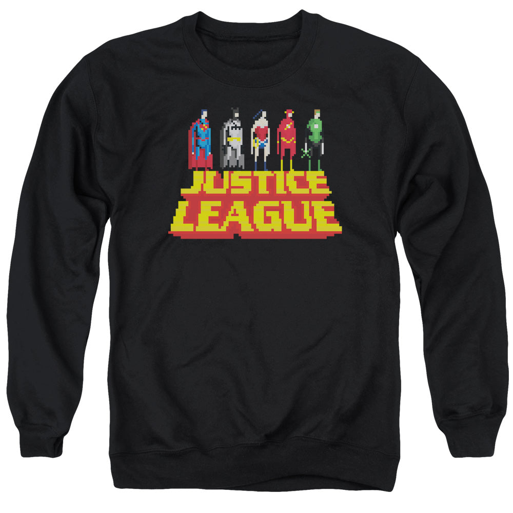 Justice League Standing Above Mens Crewneck Sweatshirt Black Officially Licensed