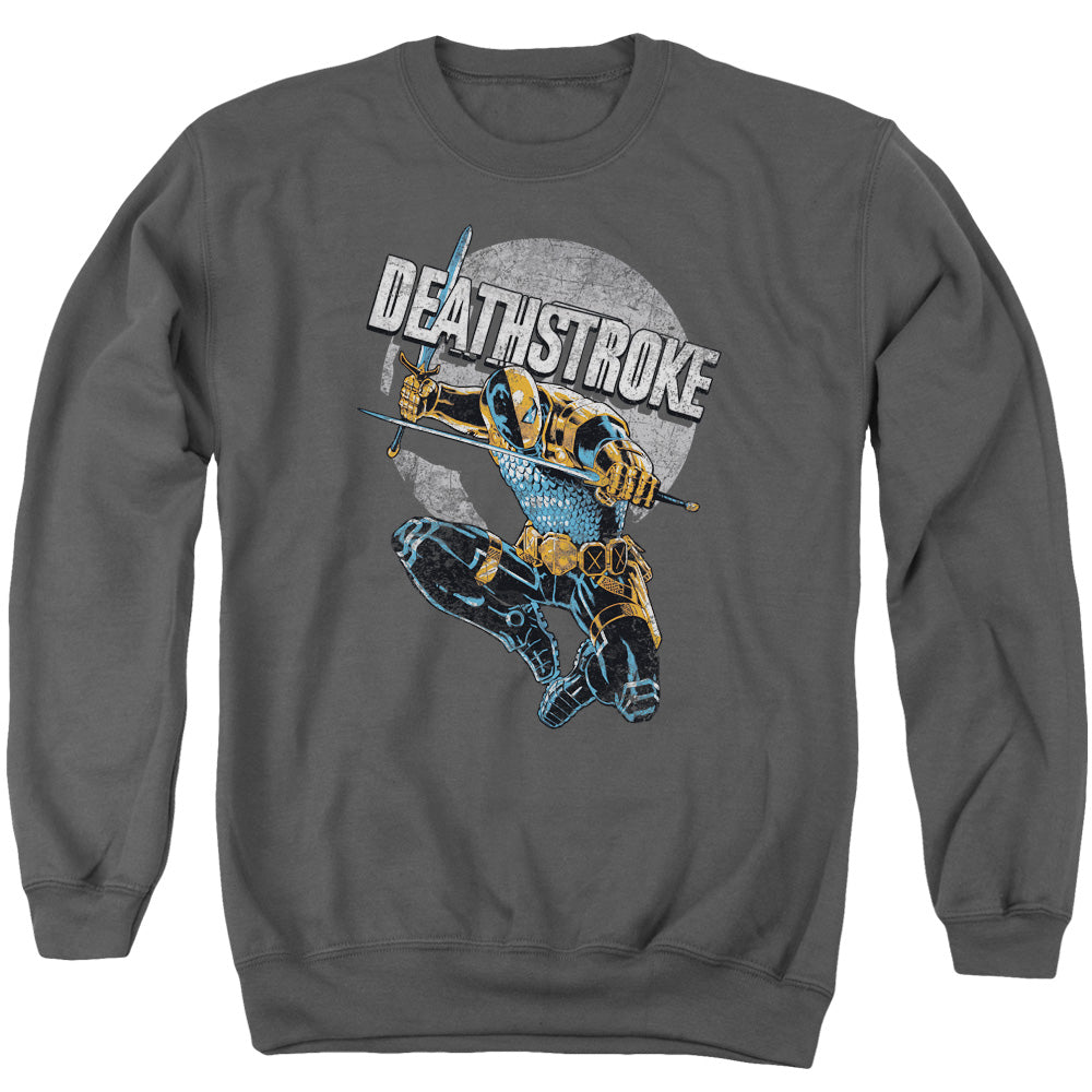 Justice League Deathstroke Retro Mens Crewneck Sweatshirt Charcoal Officially Licensed