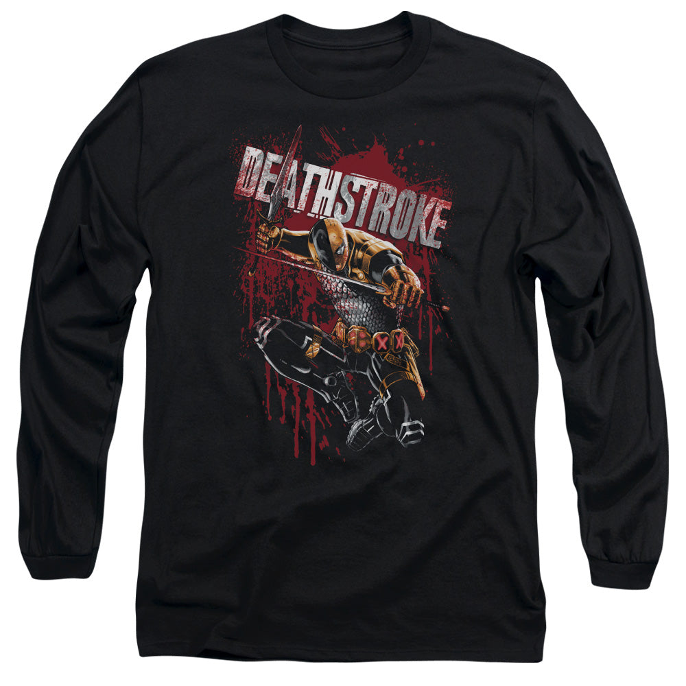 Justice League Blood Splattered Mens Long Sleeve Shirt Black Officially Licensed