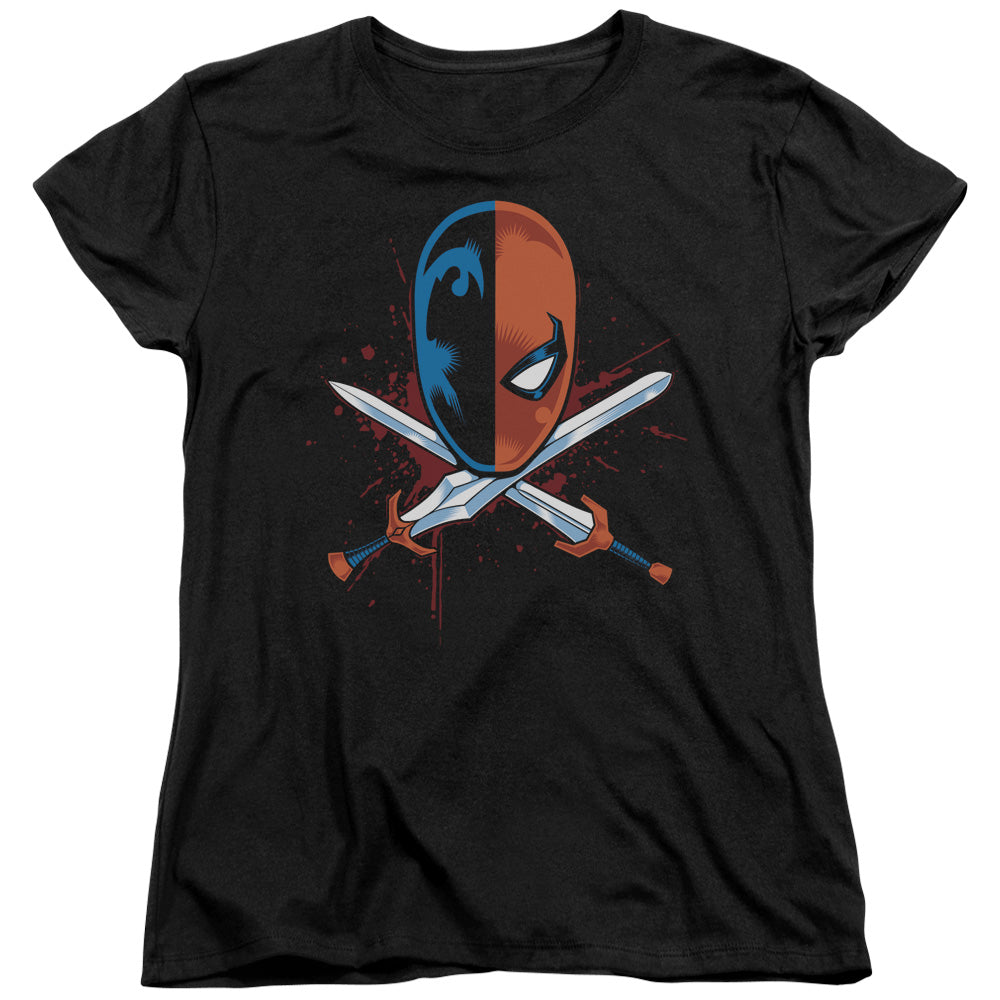 Justice League Crossed Swords Womens T Shirt Black Officially Licensed