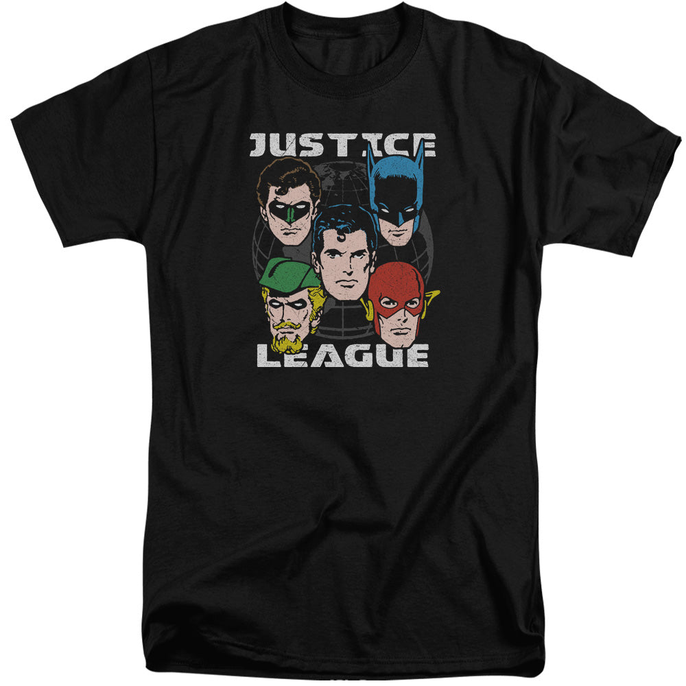 Justice League Head of States Mens Tall T Shirt Black Officially Licensed