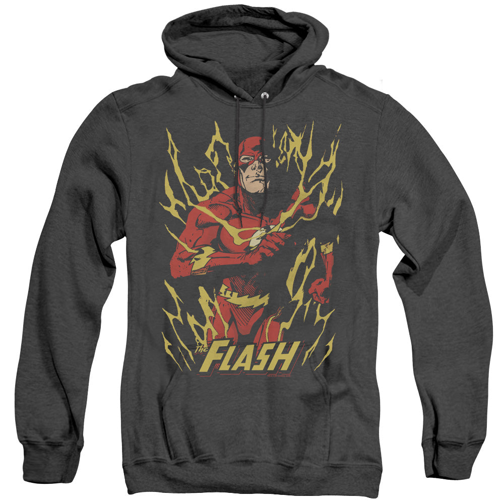 Justice League Flash Flare Heather Mens Hoodie Black Officially Licensed
