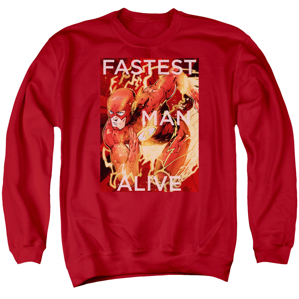 Justice League Fastest Man Alive Mens Crewneck Sweatshirt Red Officially Licensed