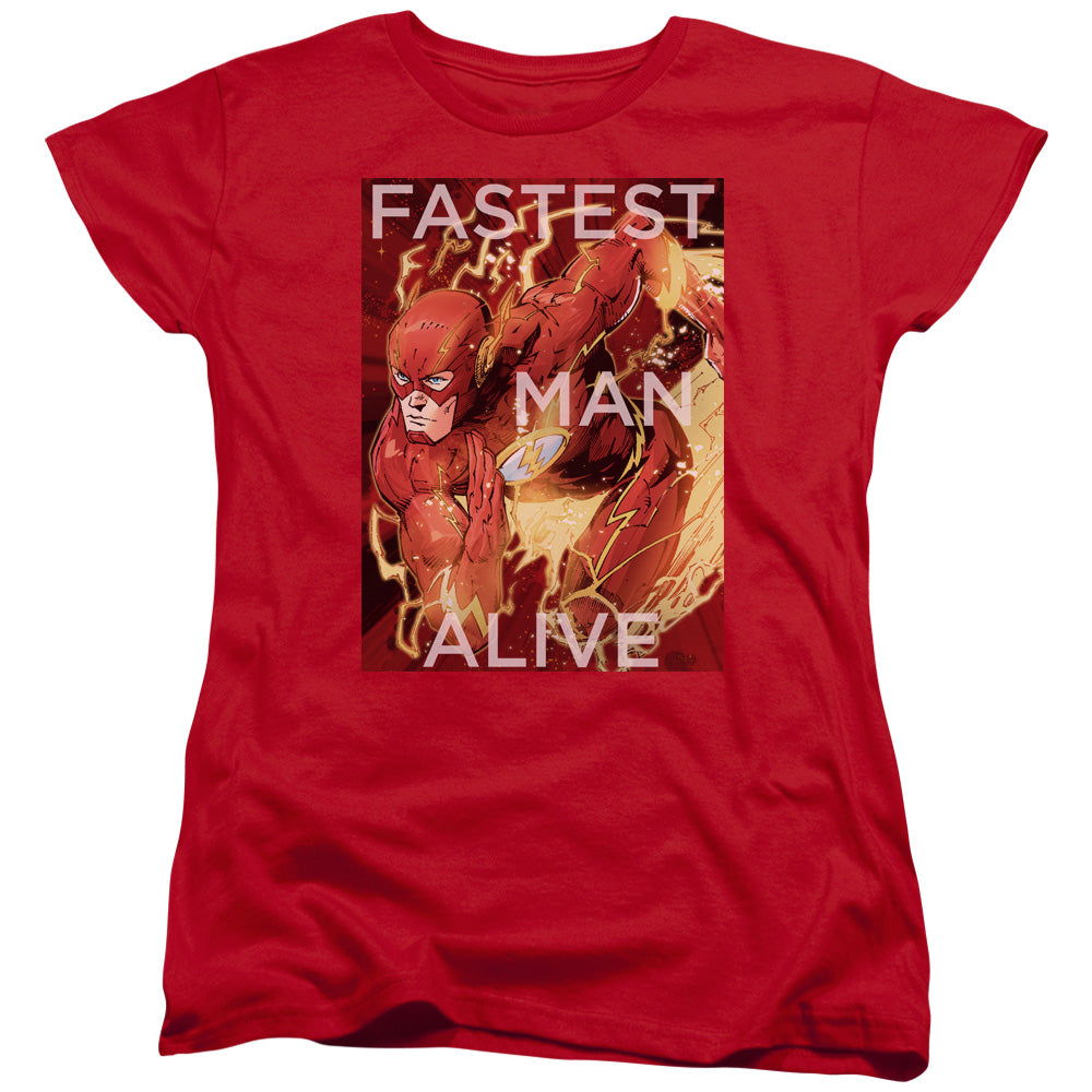 Justice League Fastest Man Alive Womens T Shirt Red Officially Licensed