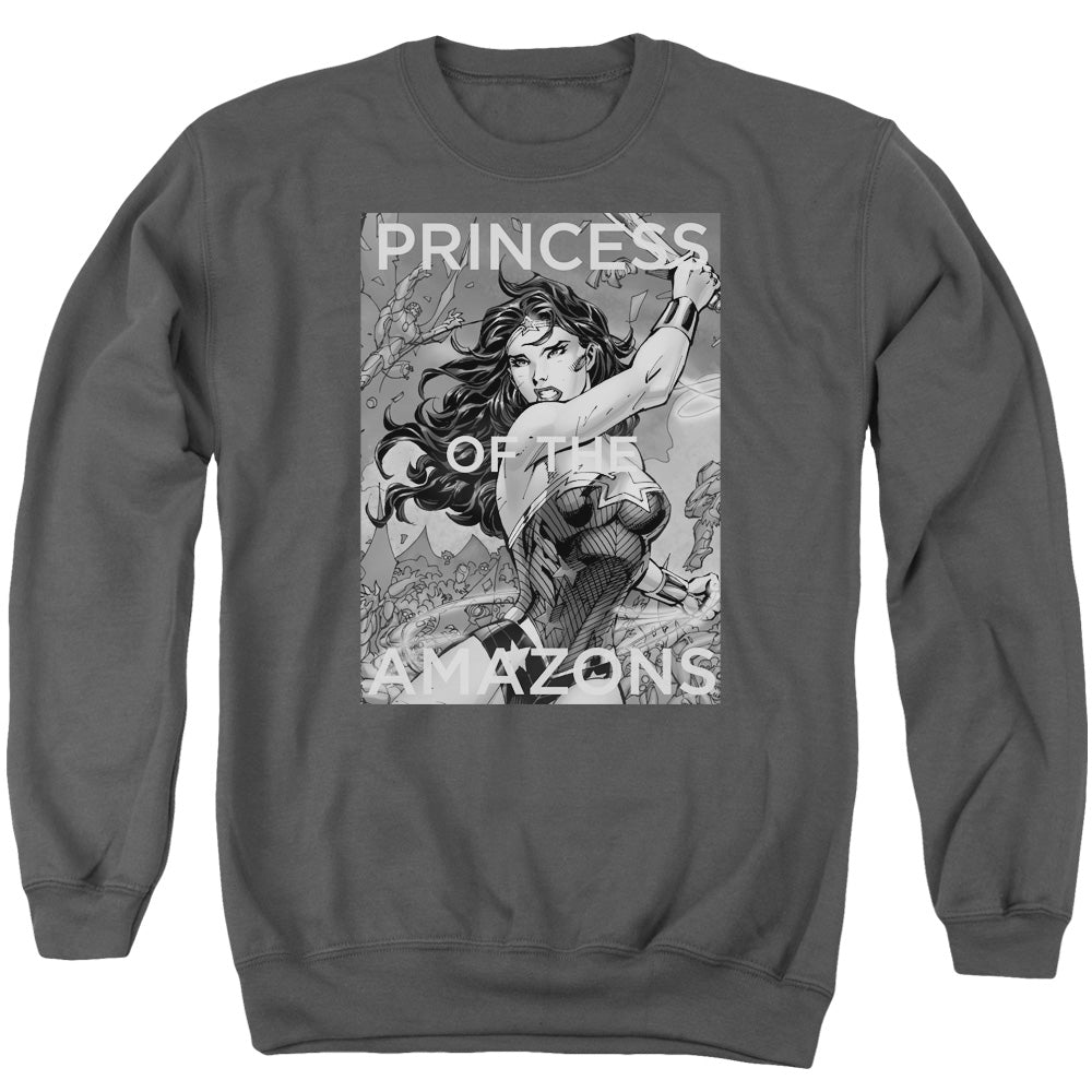Justice League Princess of the Amazons Mens Crewneck Sweatshirt Charcoal Officially Licensed