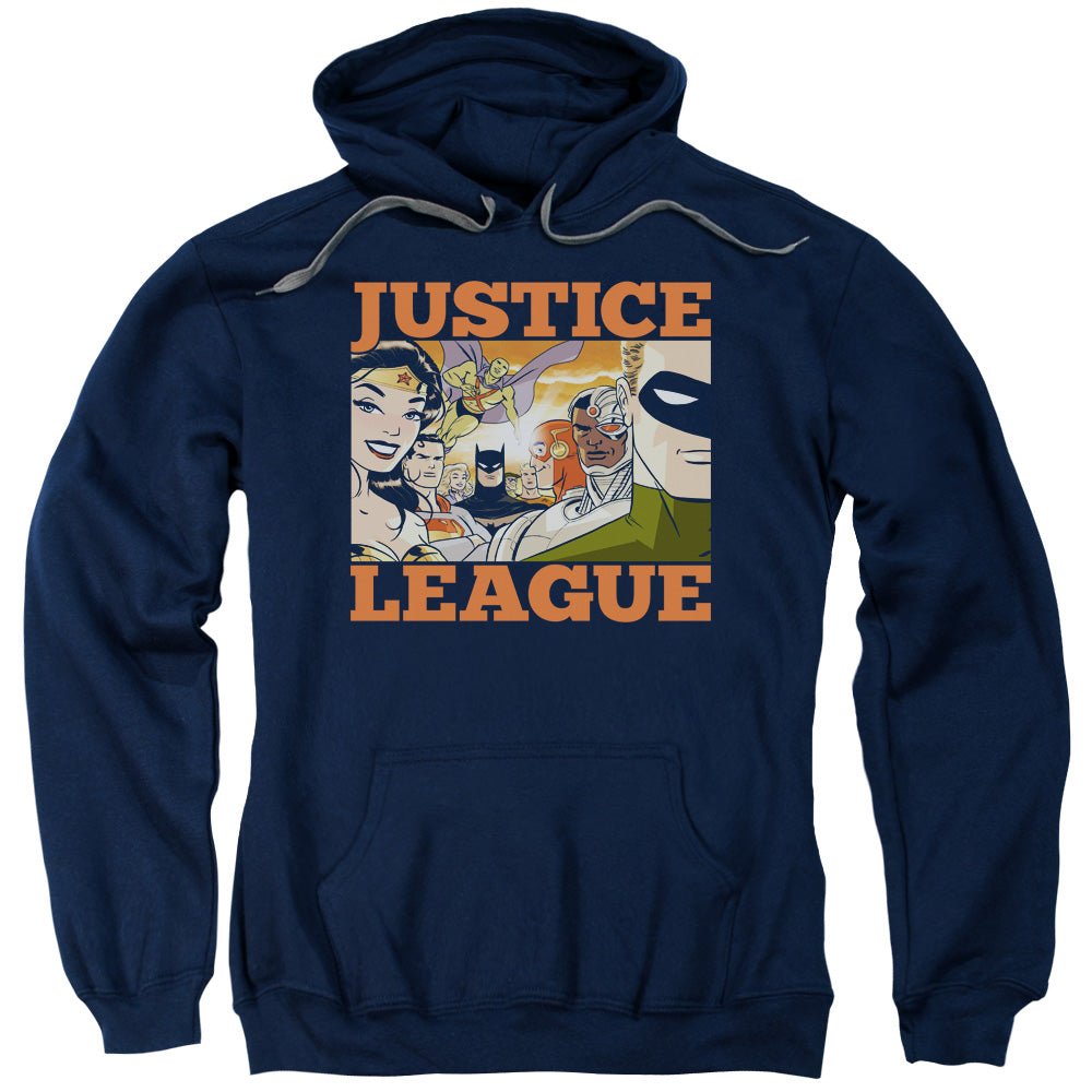 Justice League New Dawn Group Mens Hoodie Navy Blue Blue Officially Licensed