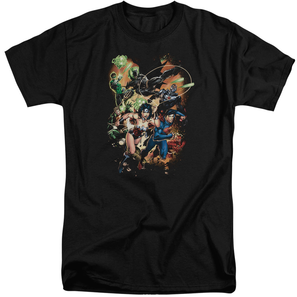 Justice League Battle Ready Mens Tall T Shirt Black Officially Licensed