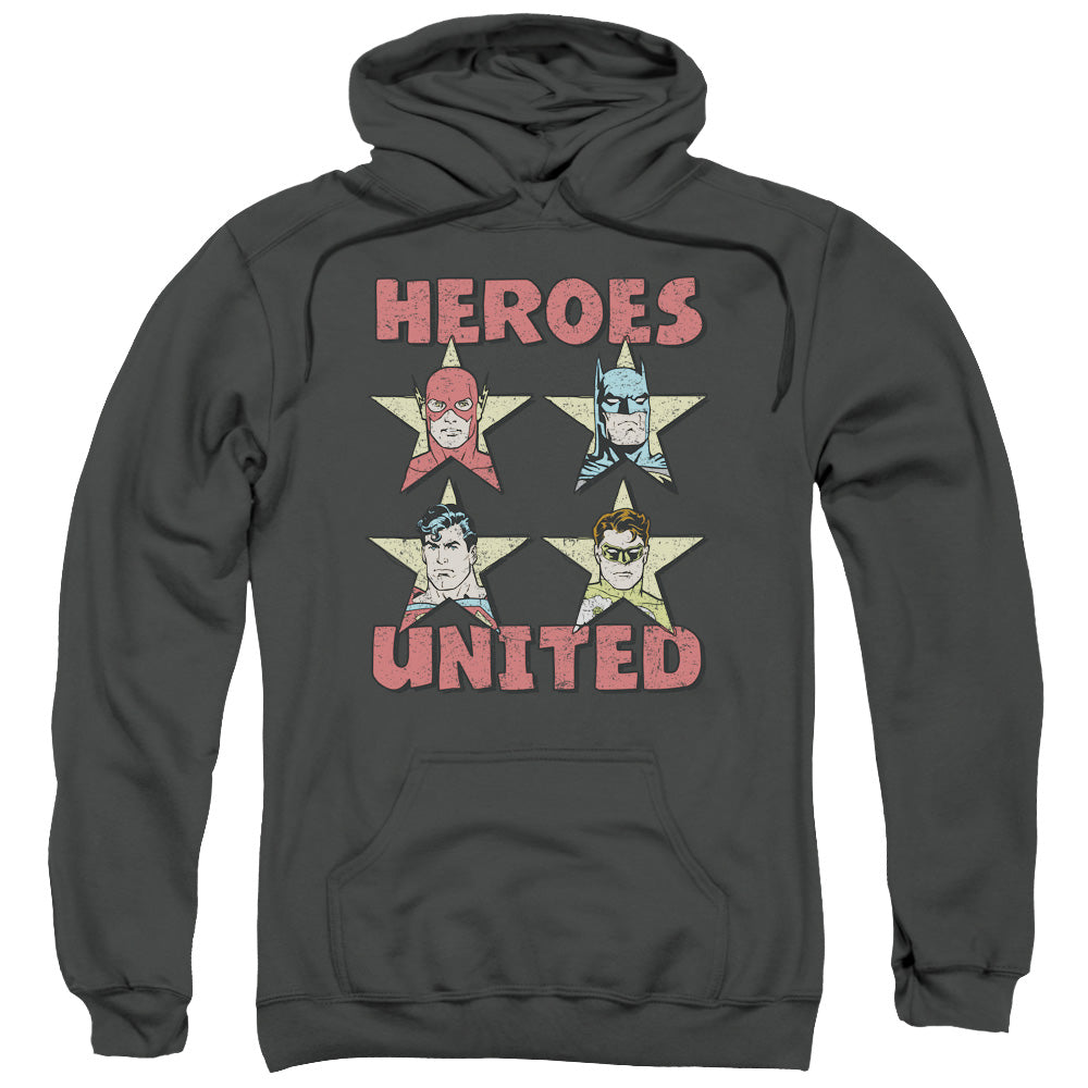 Justice League United Stars Mens Hoodie Charcoal Officially Licensed