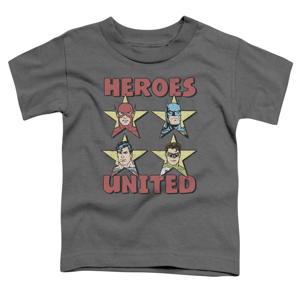 Justice League United Stars Toddler Kids Youth T Shirt Charcoal Officially Licensed
