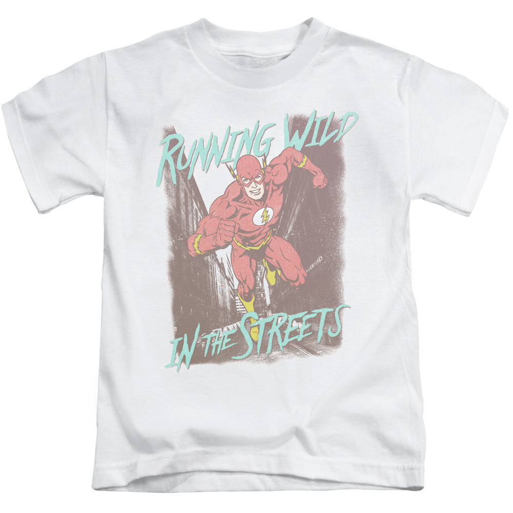 Justice League Running Wild Juvenile Kids Youth T Shirt White Officially Licensed