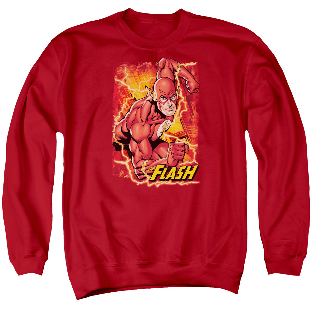 Justice League Flash Lightning Mens Crewneck Sweatshirt Red Officially Licensed
