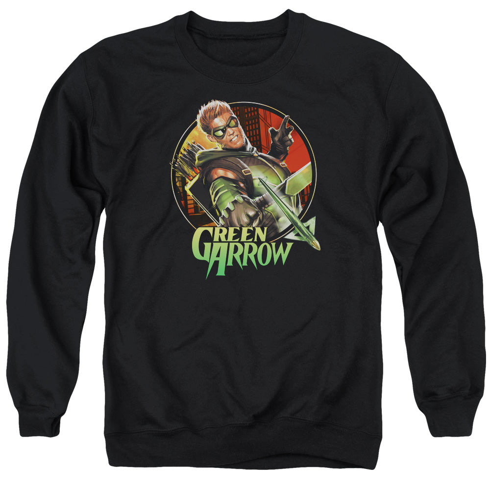 Justice League Sunset Archer Mens Crewneck Sweatshirt Black Officially Licensed
