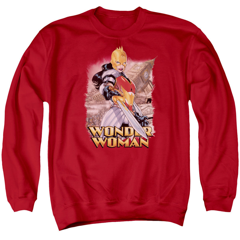 Justice League Of America Wonder Woman Mens Crewneck Sweatshirt Red Officially Licensed