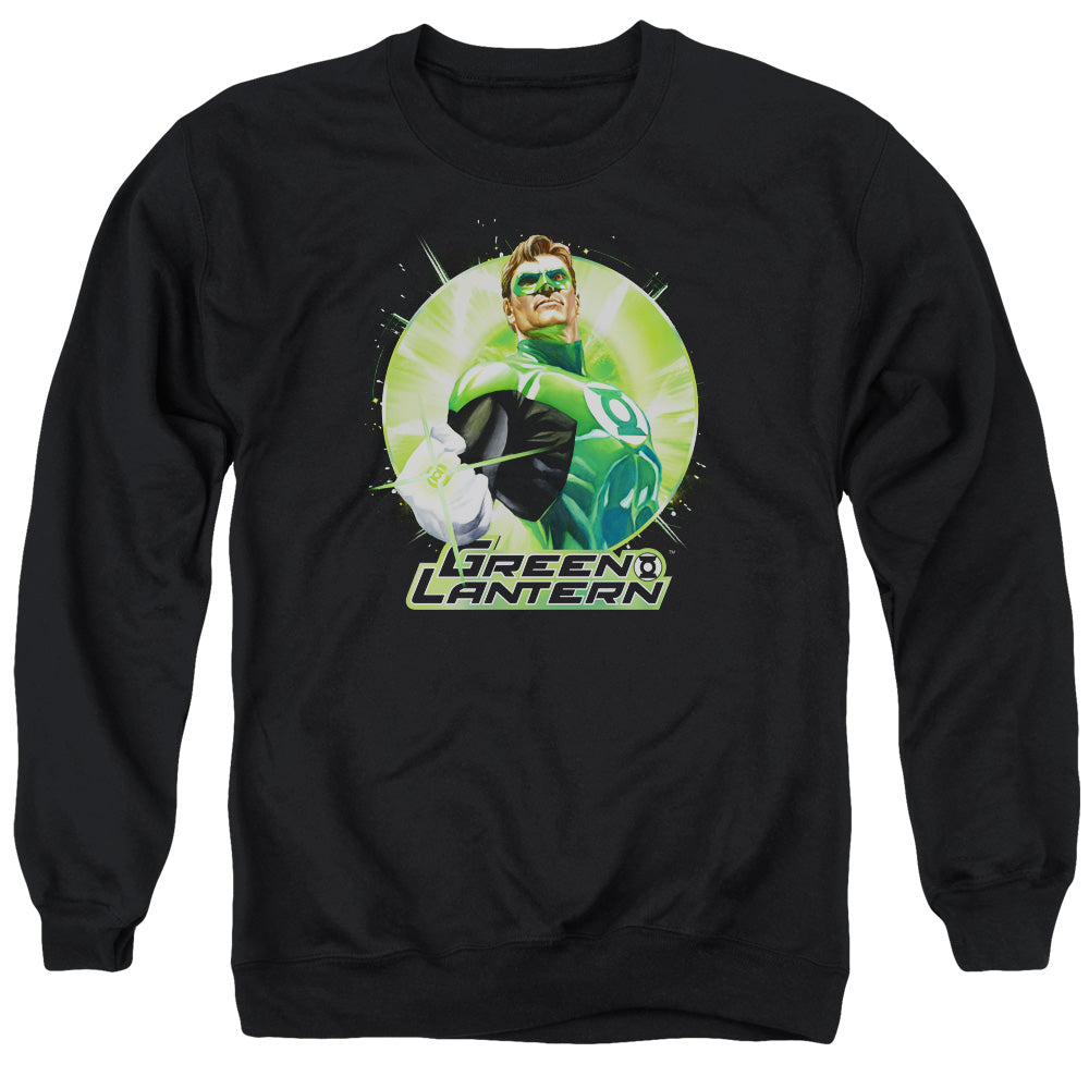 Justice League Green Static Mens Crewneck Sweatshirt Black Officially Licensed