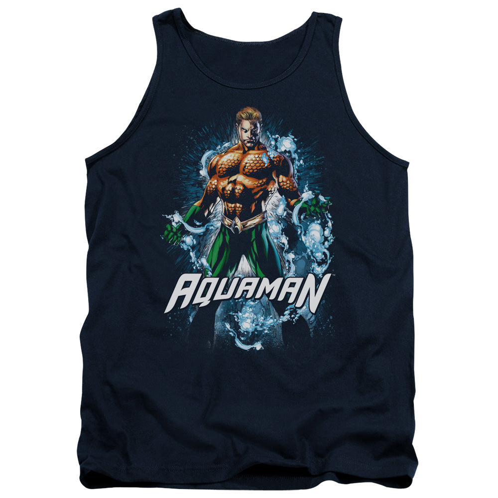 Justice League Water Powers Mens Tank Top Shirt Navy Blue Blue Officially Licensed