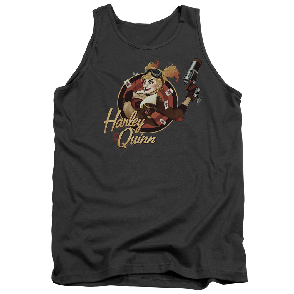 Justice League Harley Bomber Mens Tank Top Shirt Charcoal Officially Licensed