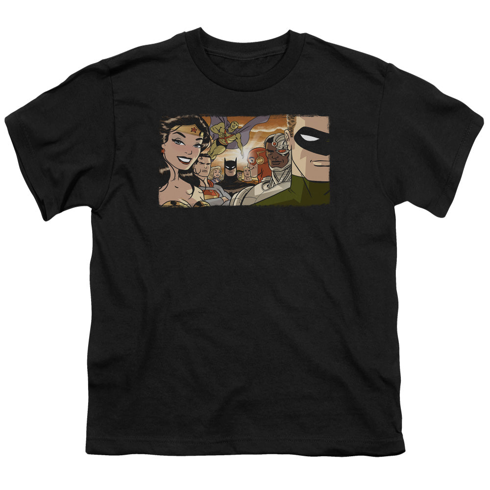 Justice League Cinematic League Kids Youth T Shirt Black Officially Licensed