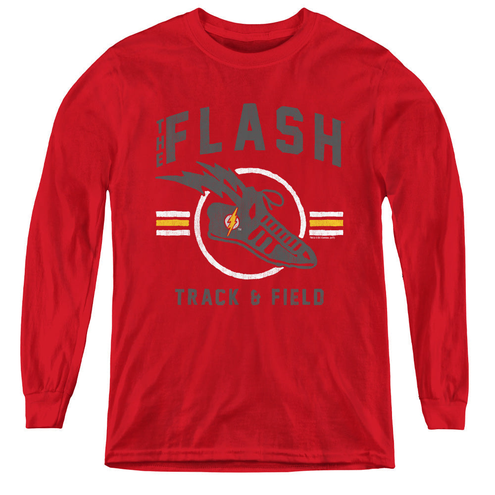 Justice League Track and Field Long Sleeve Kids Youth T Shirt Red Officially Licensed