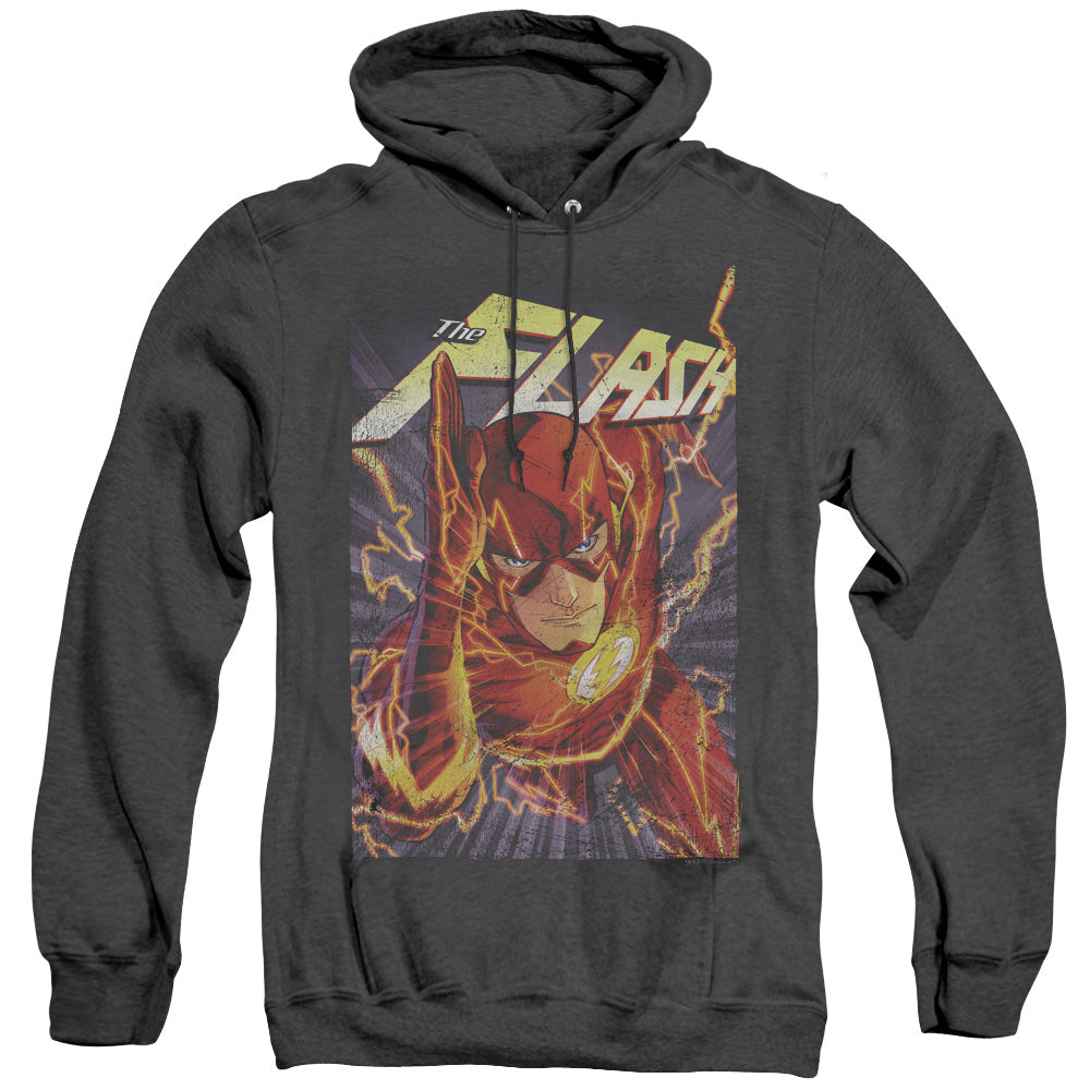 Justice League Of America Flash One Heather Mens Hoodie Black Officially Licensed