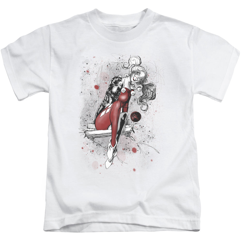 Justice League Harley Sketch Juvenile Kids Youth T Shirt White Officially Licensed