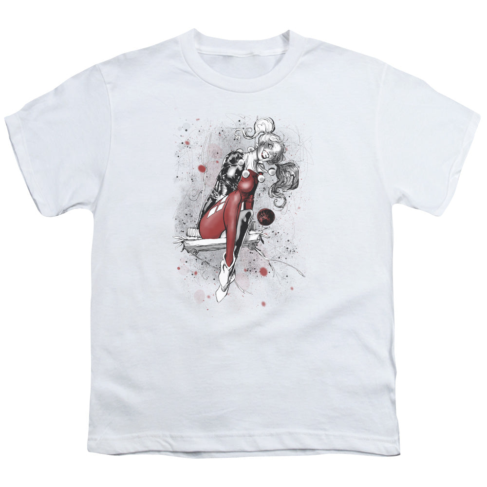 Justice League Harley Sketch Kids Youth T Shirt White Officially Licensed
