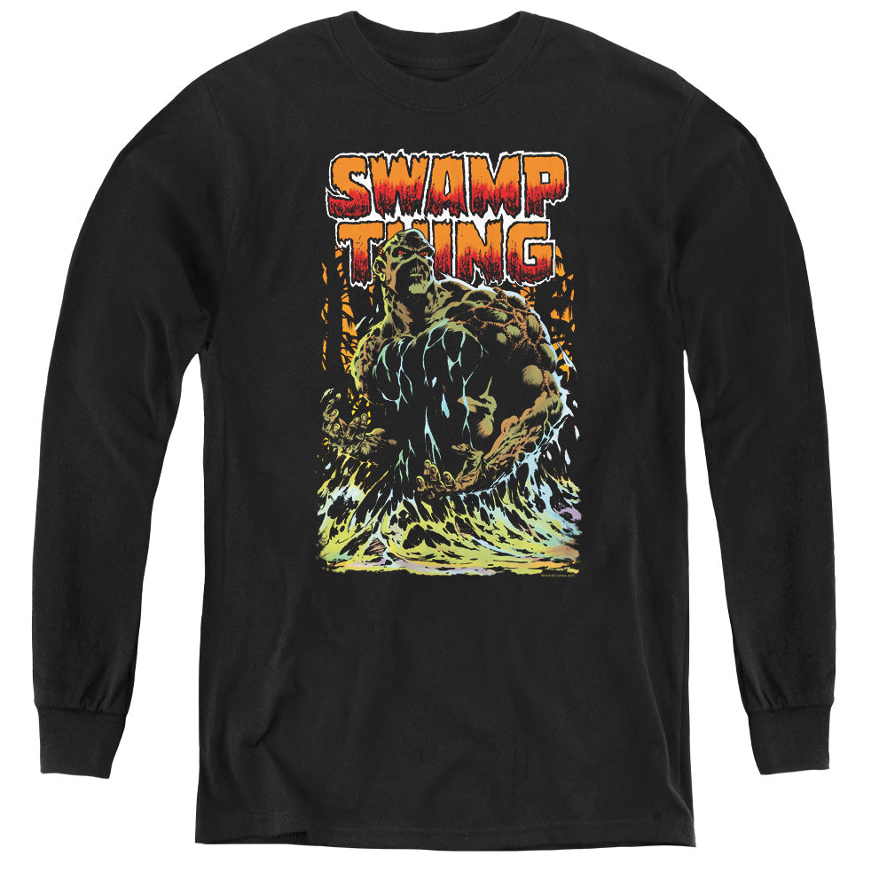 Justice League Swamp Thing Long Sleeve Kids Youth T Shirt Black Officially Licensed