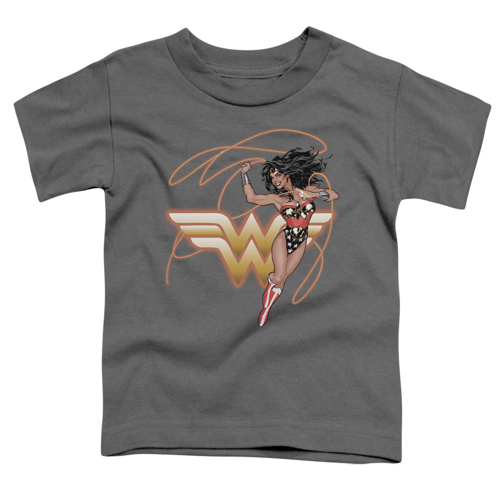 Justice League Glowing Lasso Toddler Kids Youth T Shirt Charcoal Officially Licensed