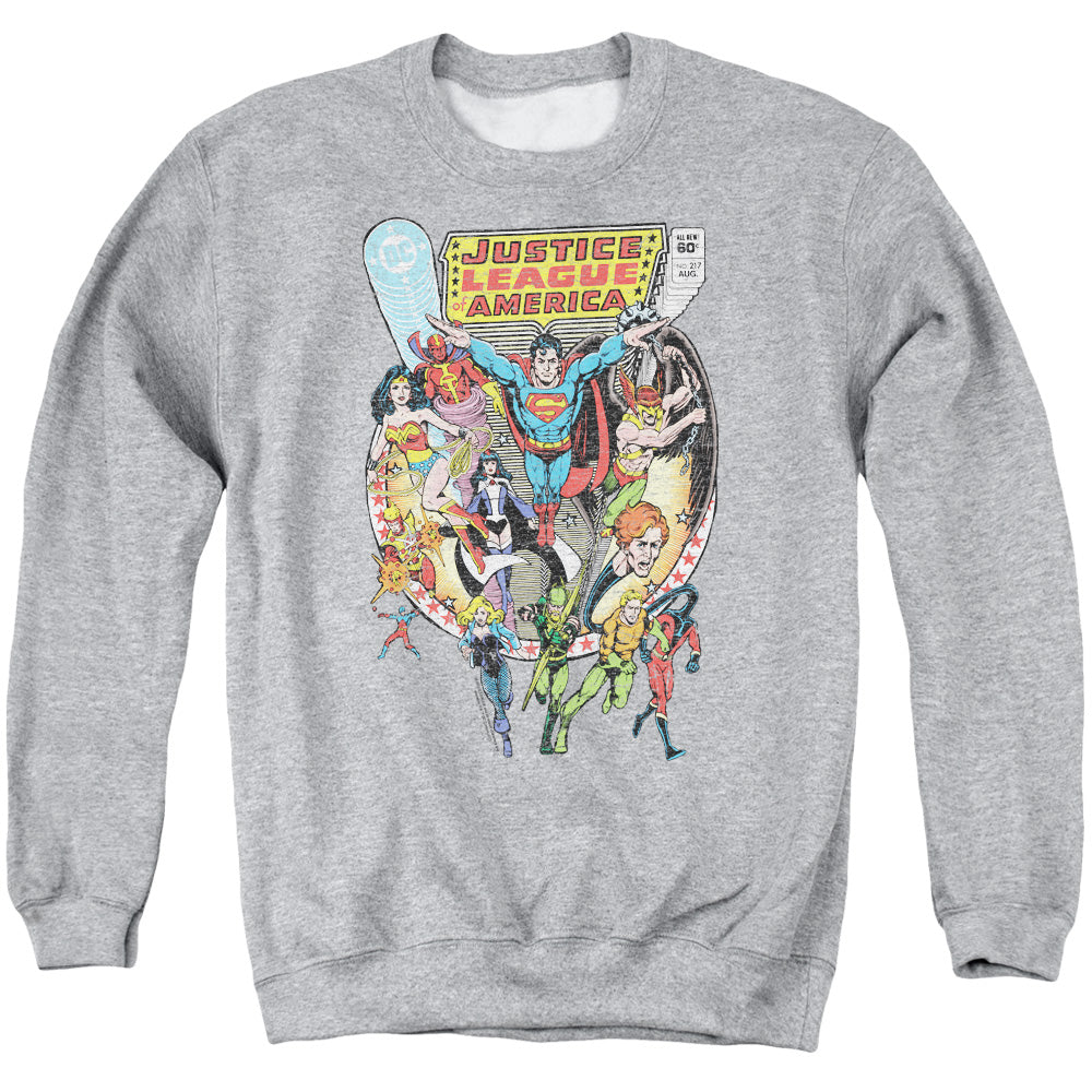 Justice League Team Up Mens Crewneck Sweatshirt Athletic Heather Officially Licensed
