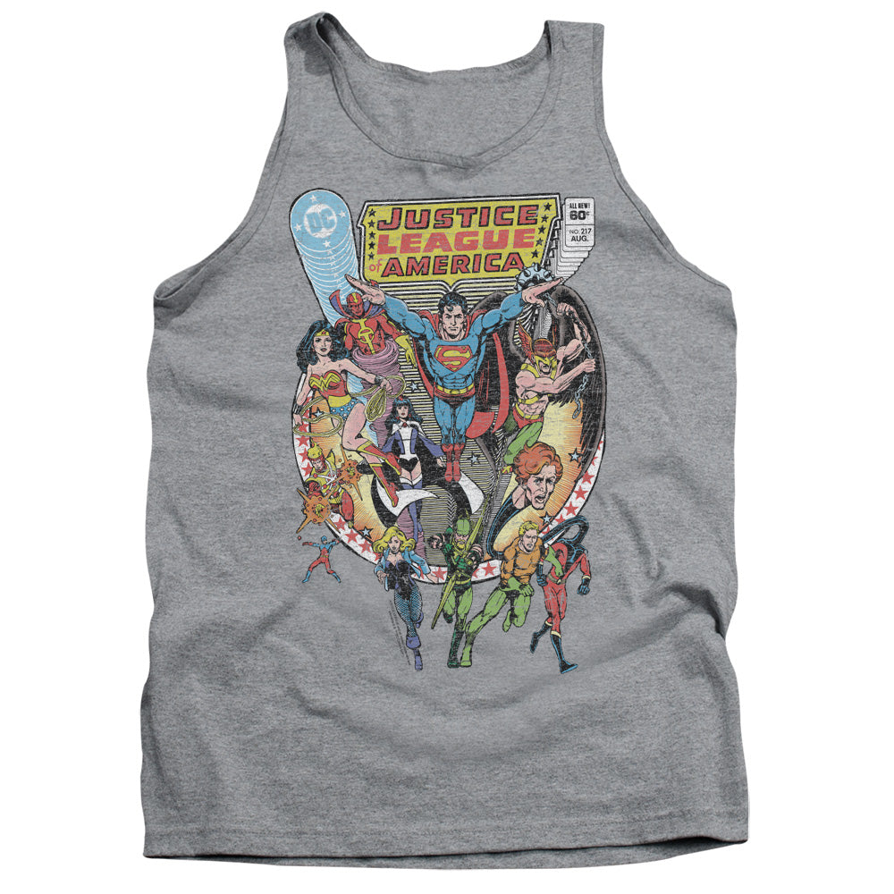 Justice League Assemble Team Up Mens Tank Top Shirt Athletic Heather Officially Licensed