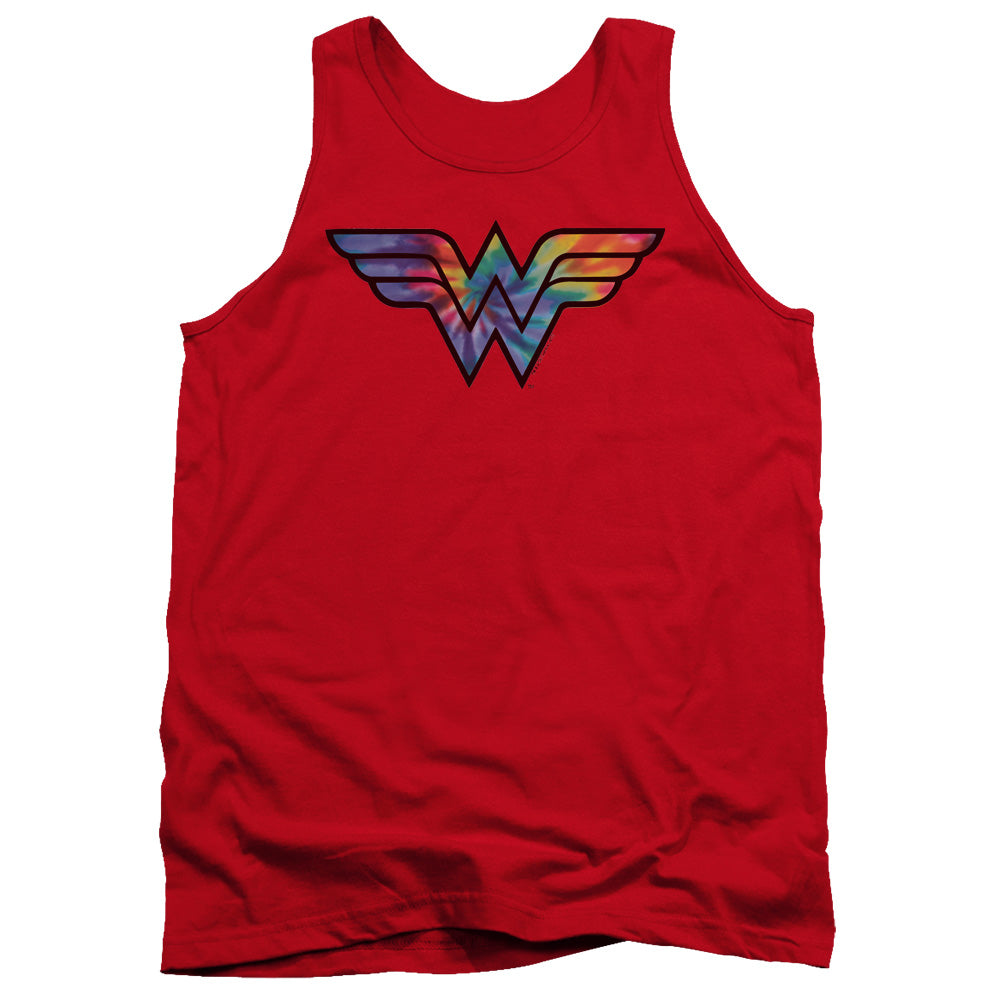 Wonder Woman Wonder Woman Tie Dye Logo Mens Tank Top Shirt Red Officially Licensed