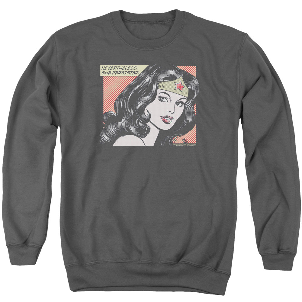 Dc Wonder Woman She Persisted Mens Crewneck Sweatshirt Charcoal Officially Licensed