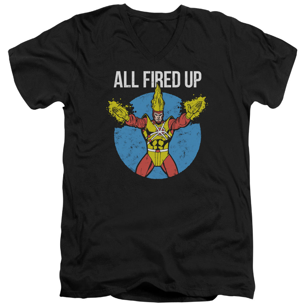 Justice League Firestorms Party Mens Slim Fit V-Neck T Shirt Black Officially Licensed
