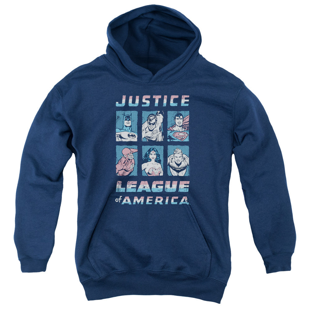 Justice League American League Kids Youth Hoodie Navy Blue Blue Officially Licensed