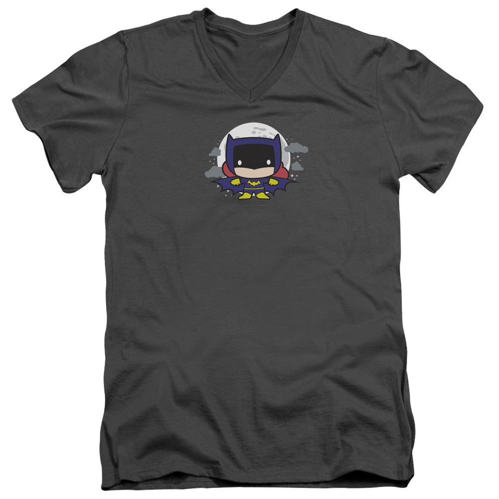 Justice League Batgirl Chibi Mens Slim Fit V-Neck T Shirt Charcoal Officially Licensed
