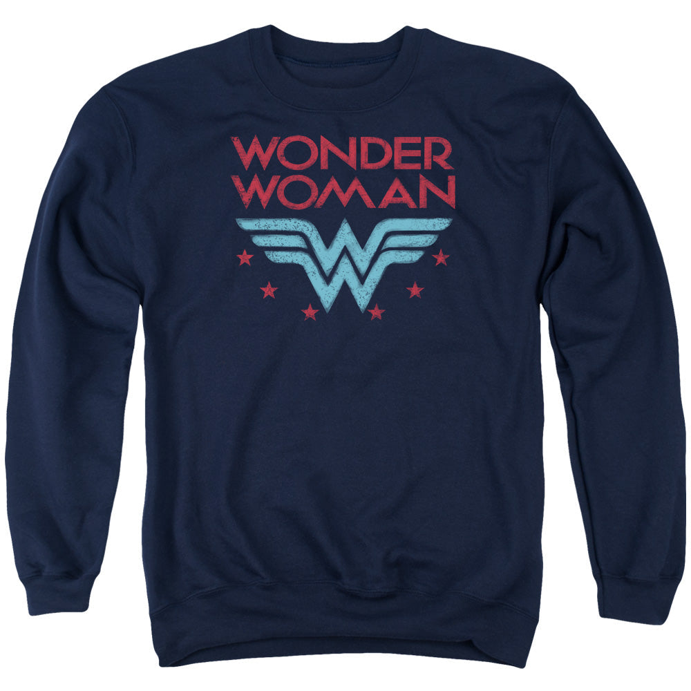 Wonder Woman Wonder Stars Mens Crewneck Sweatshirt Navy Blue Blue Officially Licensed
