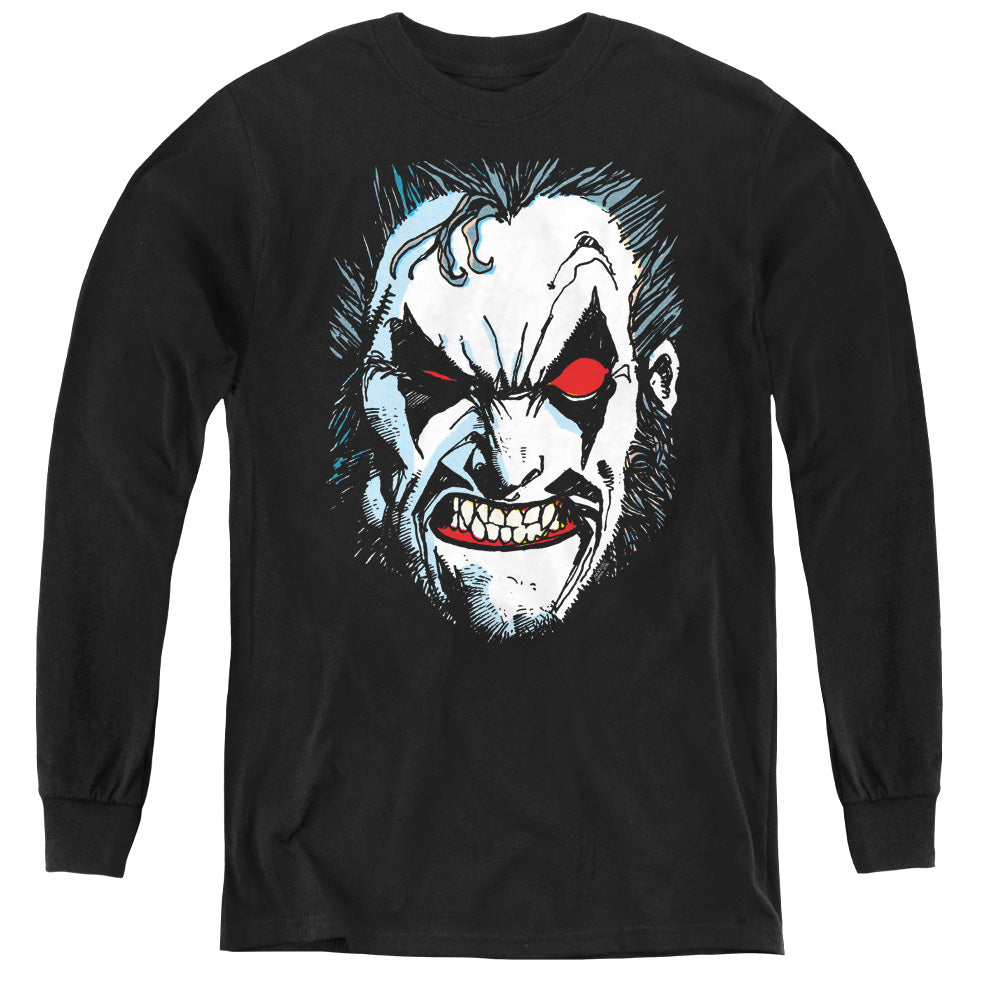 Justice League in Lo Face Long Sleeve Kids Youth T Shirt Black Officially Licensed