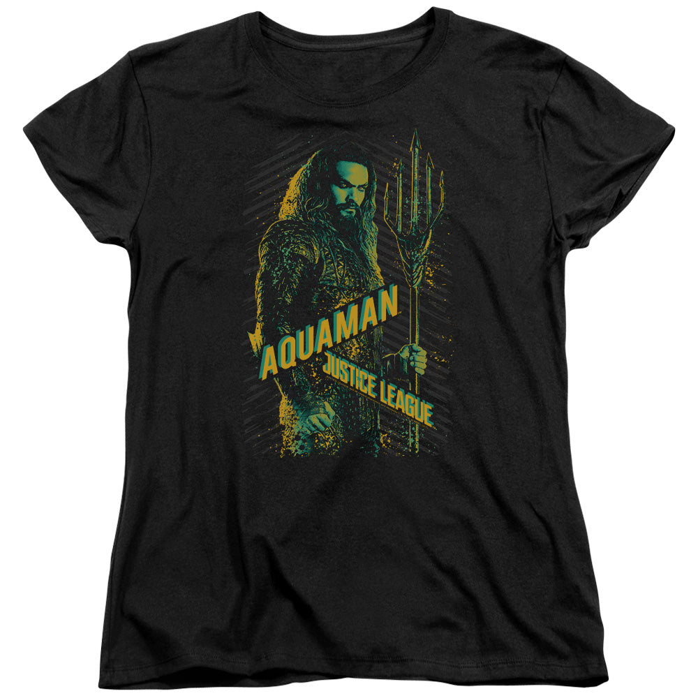 Justice League Movie Aquaman Womens T Shirt Black Officially Licensed