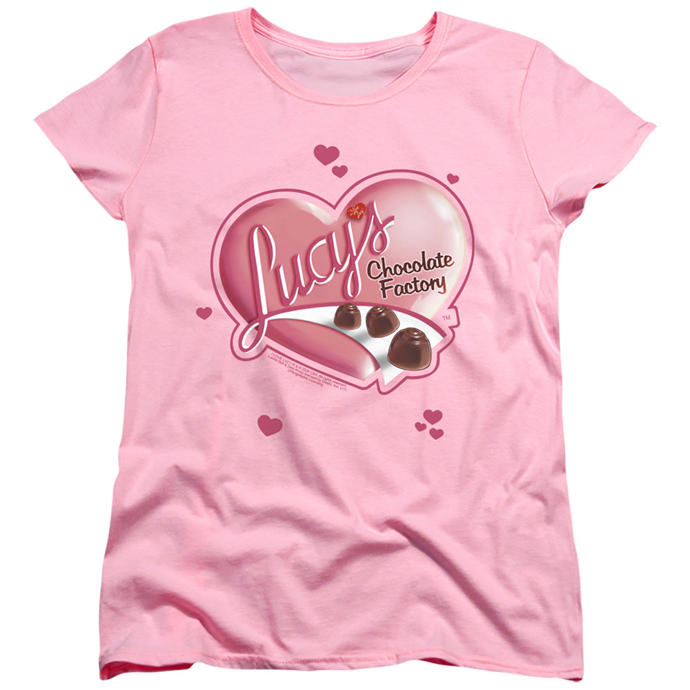 I Love Lucy Chocolate Udges Womens T Shirt Pink Officially Licensed